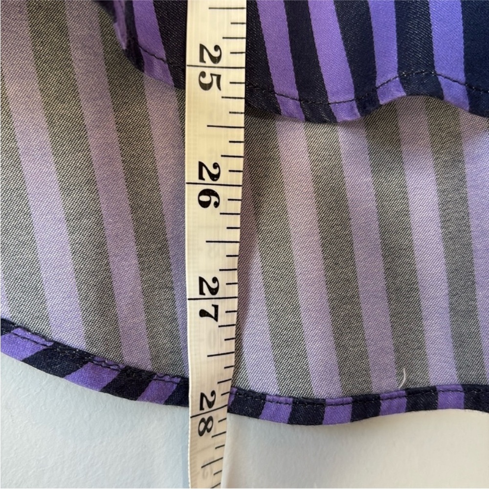 Robert Graham Purple Black Stripe Shirt Reverse Paisley Cuff - Picture 7 of 8